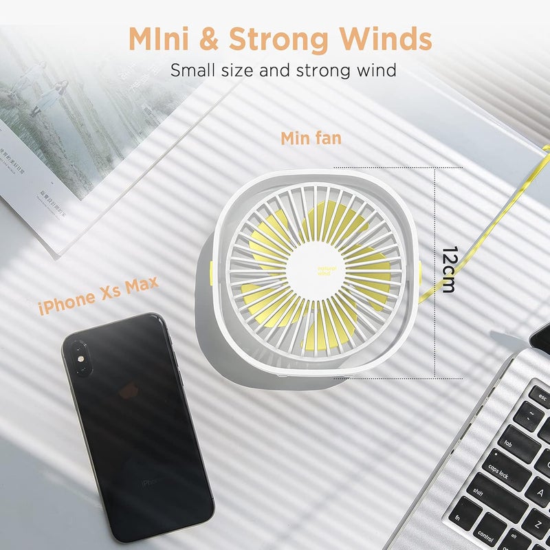 EasyAcc USB Small Desk Fan, Slumber Pod Fan [360°Rotatable Head &Powerful ] 3 Speeds Portable Personal Table Travel Fan for Sleeping Desk Cruise Ship Dorm Bedroom Office Office (No Battery) - Image 2